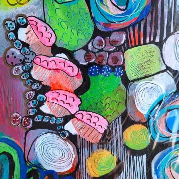 Original Abstract Sushi Painting Acrylic on Fine Art Paper, 9x12" - Picture 4 of 5